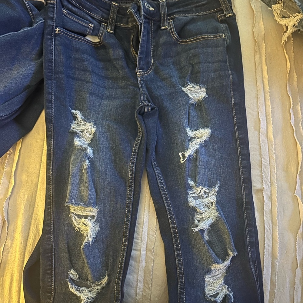 Hollister Dark Blue Distressed Skinny Jeans